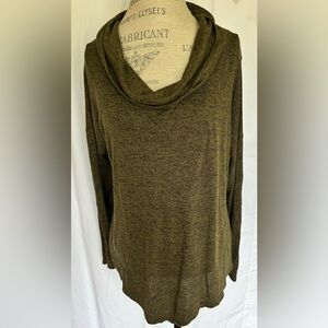 Perseption Concept Womens Cowl Neck Sweater in Marbled Olive Green Sz XL